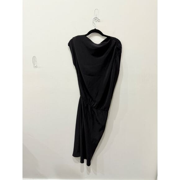 Josie x Natori Asymmetrical Ruched Cowl Neck Midi Dress Black Women's Size XS/ S - Picture 2 of 4